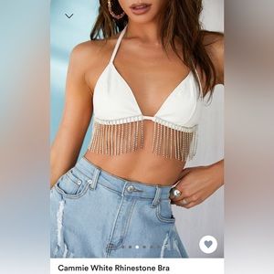Cammie White Rhinestone Bra